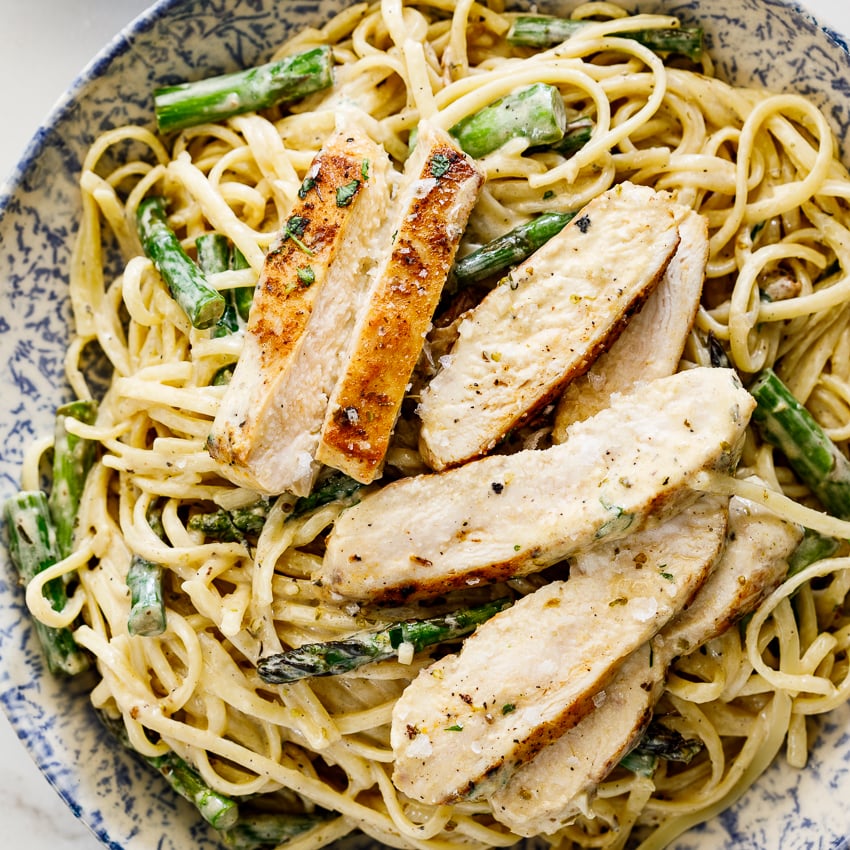 Silky Lemon Parmesan Creamy Chicken Asparagus Pasta